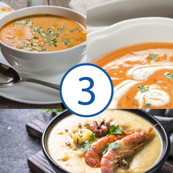 Lot de soupes et bisques de crustacés