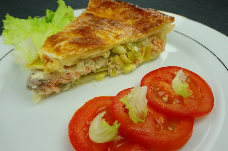 Tarte au saumon et aux poireaux